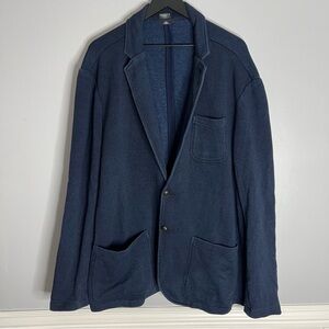 Faherty Reserve Inlet Knit Blazer 100% Cotton Indigo Dyed Mens XXL Blue